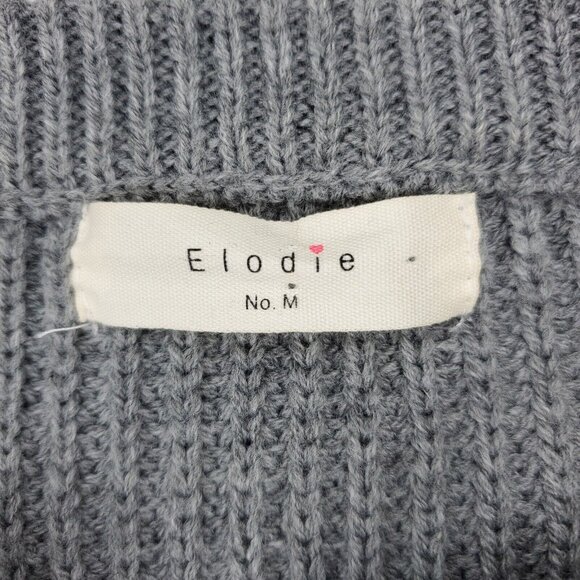Elodie Knit Sweater Womens Medium Gray Drawstring Pullover Henley V-neck - Picture 3 of 8